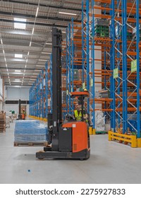 High Rack Stacker Forklift Driver in Distibution Warehouse Fulfilment Center