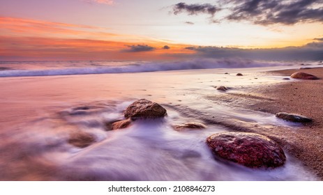 High Resolution 16:9 Image Ratio Ocean Landscape With A Detailed Foreground Of A Wave Breaking Towards Shore - Shutterstock ID 2108846273
