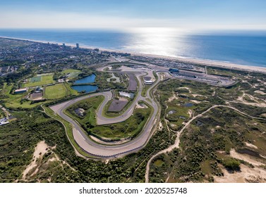 High resolution aerial image of race track in the dunes near Zandvoort, the Netherlands