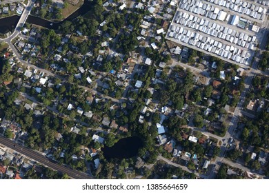 High Resolution Aerial Photograph Of Houses And A Trailer Park In Western Florida