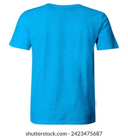 Una gran resolución Back View Fantastic Cotton T Shirt Mockup In Peacock Blue Color, para ayudarle a presentar sus ideas de diseño más valiosas y hermosas.
 Foto de stock
