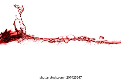 High Resolution, Beautiful Wave Of Red Wine Isolated On White Background.