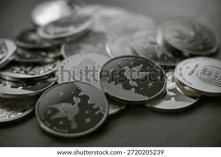 High resolution close up color image of Silver bullion coins – Holyland Mint Jerusalem- Israel 