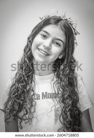 high resolution close up portrait of a single causation beautiful girl posing for her bat mitzvah party invitation with a white background- Israel