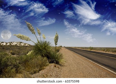 High Resolution Desert Road White Sands New Mexico