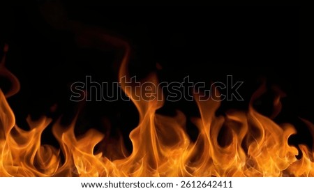 High Resolution Dramatic Fire Flames with Intense Heat, Glowing Sparks, and Black Background for Visual Effects