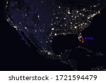 High Resolution Map Composition of USA pinpointing Miami, Florida- Elements of this image furnished by NASA