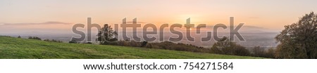 High resolution panorama of Clent hills at sunset, Stourbridge, Worcestershire, 80 megapixels