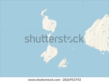 High resolution physical map of Saint Pierre and Miquelon with shaded relief and UTM projection