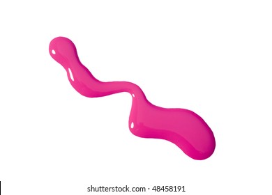 High Resolution Pink Nail Polish Spill On White Background