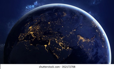 High Resolution Planet Earth View. The World Globe From Space In A Star Field Showing The Terrain And Clouds. Elements Of This Image Are Furnished By NASA