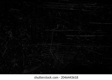 High Resolution Scratches On Plastic Or Photo Overlay. Texture Mock Up Grunge On Black Background. Dirty Grain Dust Film Frame Photo Effect Template.