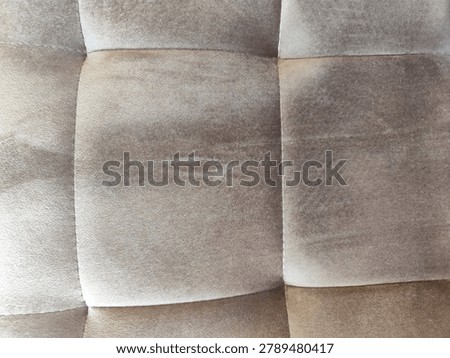 High Resolution Seamless PBR Texture of Quilted Greige Velvet Fabric, Square Pattern Tufted Taupe Velour Material Albedo Map for Luxury Bed Headboard and Interior Archviz 3D Asset Design
