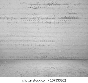 High Resolution White Brick Wall And Floor