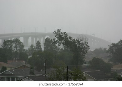 High Rise Bridge Near New Orleans During The Winds And Rain As Hurricane Gustav Makes Landfall On September 1, 2008.