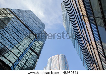 High Rise Buidling in Central, business district in Hong Kong
