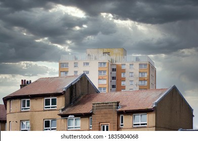 High rise council flats in deprived poor housing estate in Port Glasgow, Inverclyde