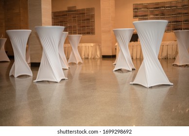 High round table for banquets and parties