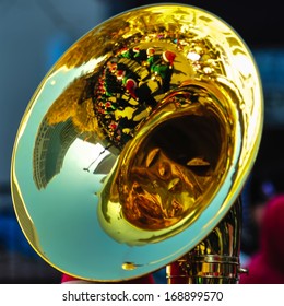 High School Band Tuba Player Out Of Focus