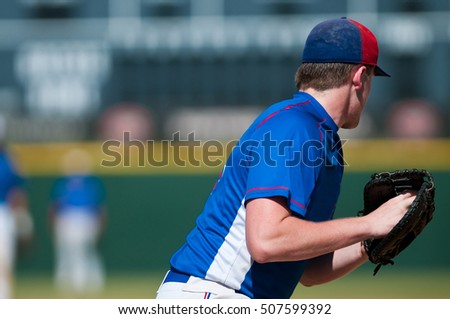 High school baseball player from behind.