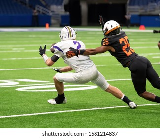 High School Football player in action during a game in South Texas
