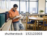 High School Student Studying in Library