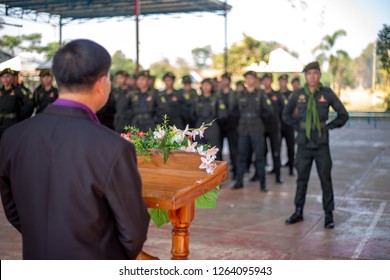 High School Students Get Lecture In The Hallway, Lecture By Principal, Thailand 1