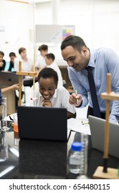 High School Students Studying In Chemistry Laboratory Experiment Class