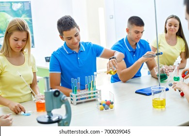 High School Students Studying In Laboratory