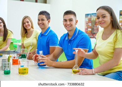 High School Students Studying In Laboratory