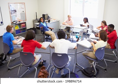 High School Students Taking Part In Group Discussion