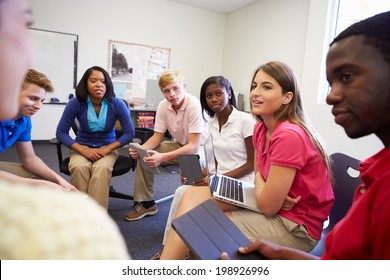 High School Students Taking Part In Group Discussion