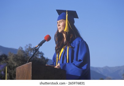 High School Valedictorian Giving Her Commencement Speech, Ojai, CA