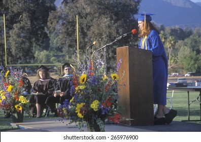 High School Valedictorian Giving Her Commencement Speech, Ojai, CA