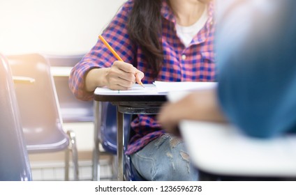 High School,college,university Student Study In Class.examiner Testing In Examination Room.concept For Scholarship To Study Abroad.world International Education Learning,research For New Knowledge