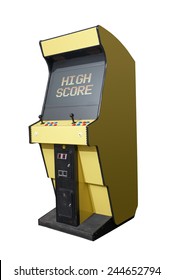 High Score Message On A Retro Arcade Isolated On White