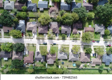 High Sky View Of Resident, Home In North West Area Of Houston, Texas.