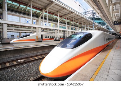 High Speed Bullet Train By The Railway Station