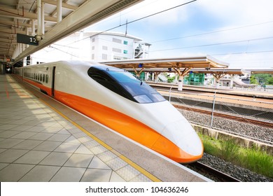 High Speed Bullet Train By The Railway Station