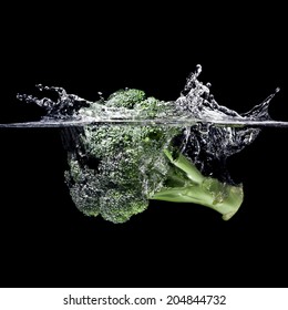 High Speed Photography Broccoli Splash In Water