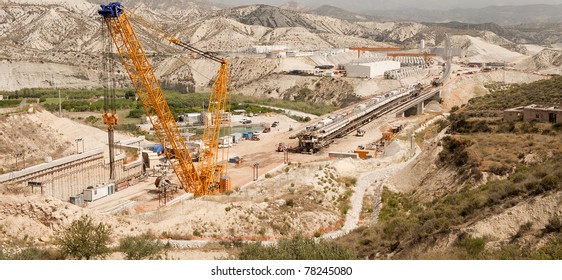 High Speed Railway Line Construction Site near Turre, between Murcia and Almeria, Andalusia, Spain