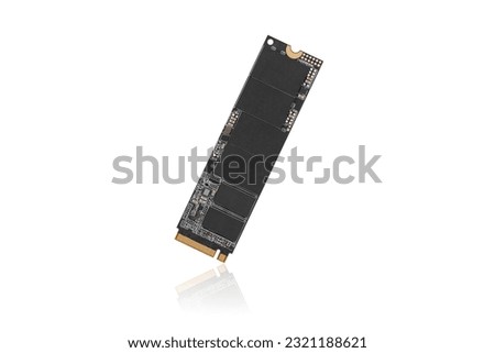 High speed ssd m2 disk for pc on white background. Solid state high-speed drive for a personal computer close-up isolated on a white background.