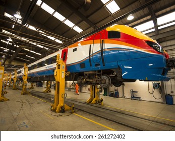 High Speed Train Being Serviced At Etches Park Depot,Derby,UK. Taken 13/09/2014