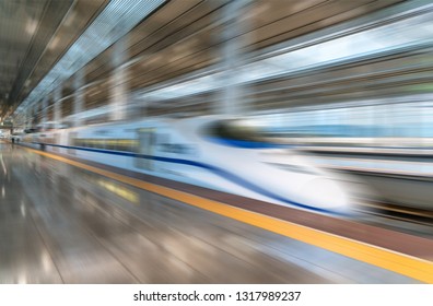 high speed train via rail way station