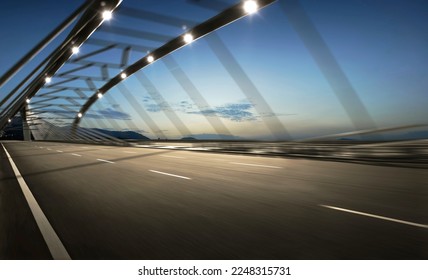 High speend of highway overpass, bridge with motion blur effect.