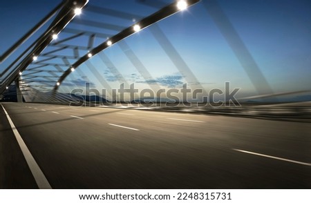 High speend of highway overpass, bridge with motion blur effect.