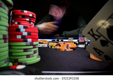 High stakes Texas hold 'em poker game at the casino
