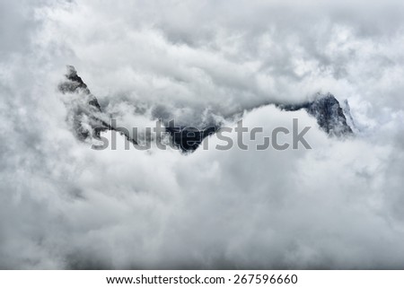 Similar – Summit in the fog