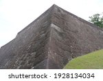 The high stone wall at Sendai castle in Miyagi, Japan.