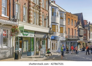 High Street, Winchester, UK, September 2015. Sunday Morning Before The Shops Have Opened.